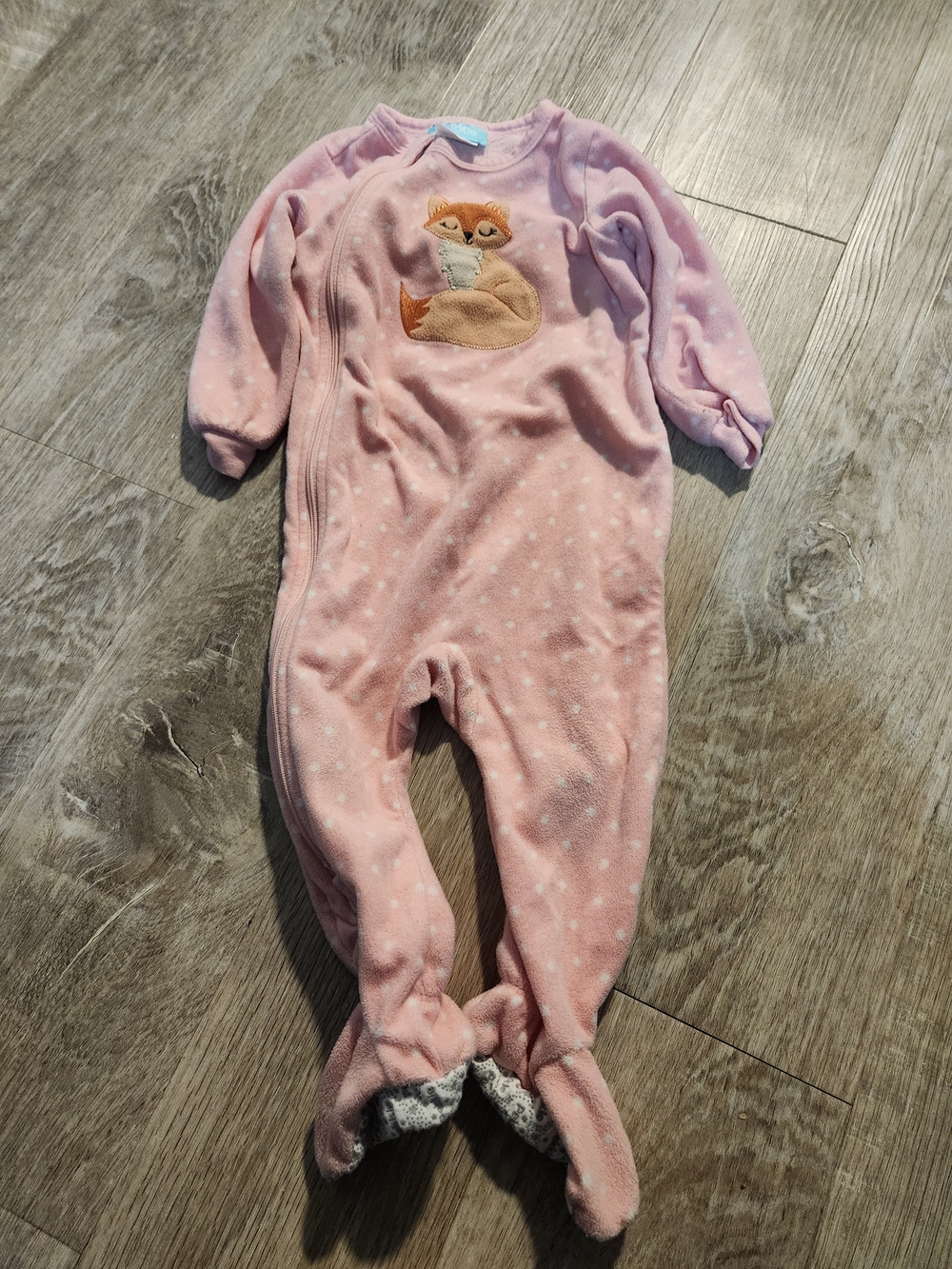 Cozy Pink Fox Fleece Footed One-Piece Pajama
